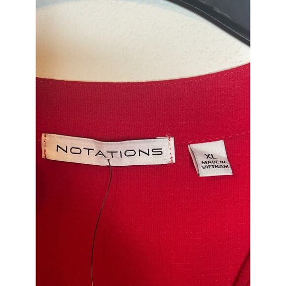Notations Womens Split Neck Blouse Roll Tab Sleeve Hi-Low Hem Size XL Red - Picture 4 of 7